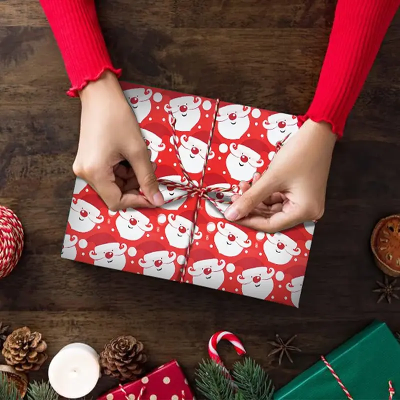 ANGIX Cute Christmas Wrapping Paper Roll with 32+ Matching Tags - 4 x 8m Sheets in 4 Different Colours 2