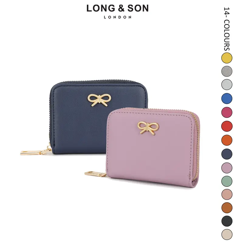 LONG&SONSmall Zip Around Wallet Multi-Slot, Women's RIFD Blocking Small Compact Bifold Leather Pocket Wallet Mini Zipper Purse Card Holder for Women 0