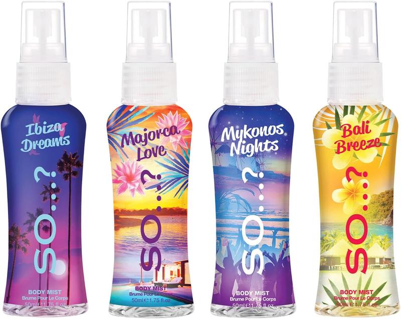 Escapes Womens Gift Set, with Ibiza Dream, Bali Breeze, Mykonos Nights & Majorca Love, Fragrance Spray Set (4 x 50ml) 1