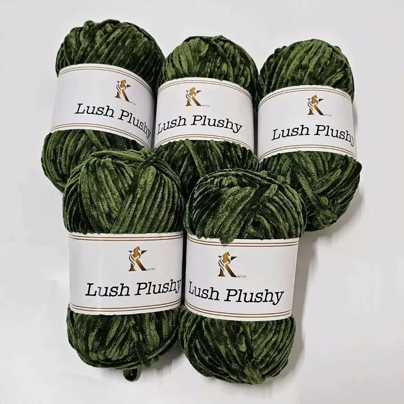 Lush Plushy Soft Chenille Chunky Knitting Crochet Yarn - 5x100g Shade 14 0