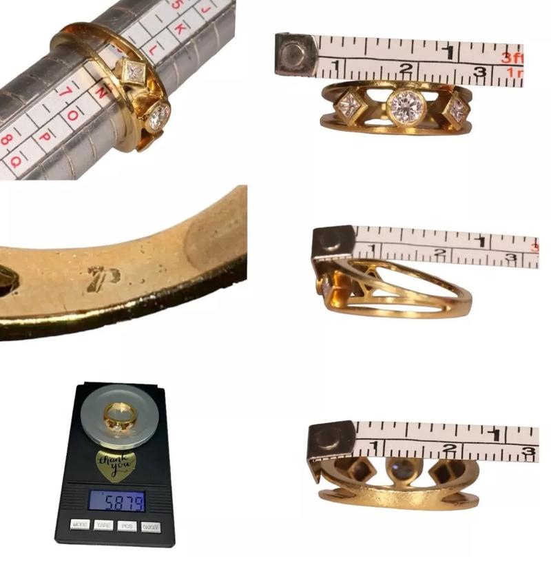 Product Introduction of Diamond Ring Size M Three Stone Brilliant Cut Diamond Tests 18ct Valuation £3400 35