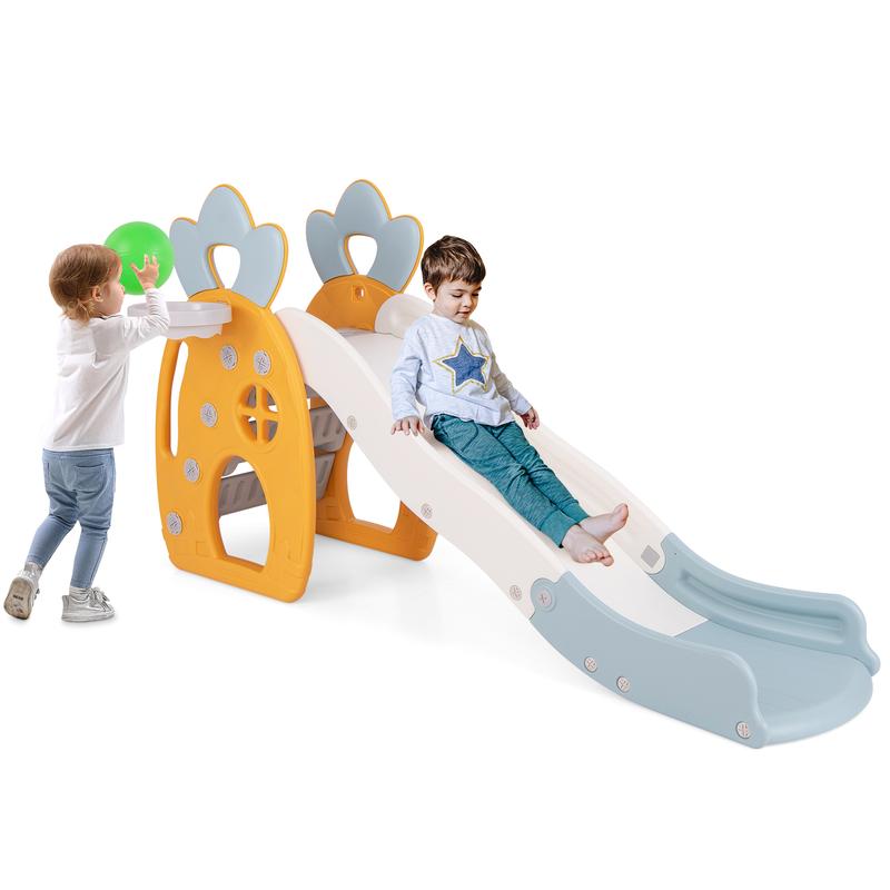 COSTWAY Freestanding Kids Slide Indoor Foldable Kids Slide with Climber 0