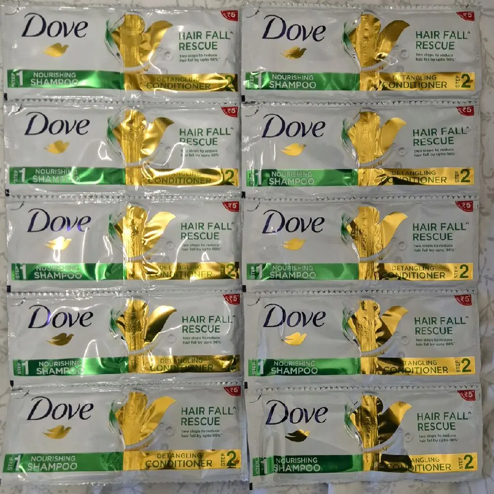 Dove Nourishing Shampoo 6ml & Detangling Conditioner 6ml Pouch X 10 Perfect For Travel