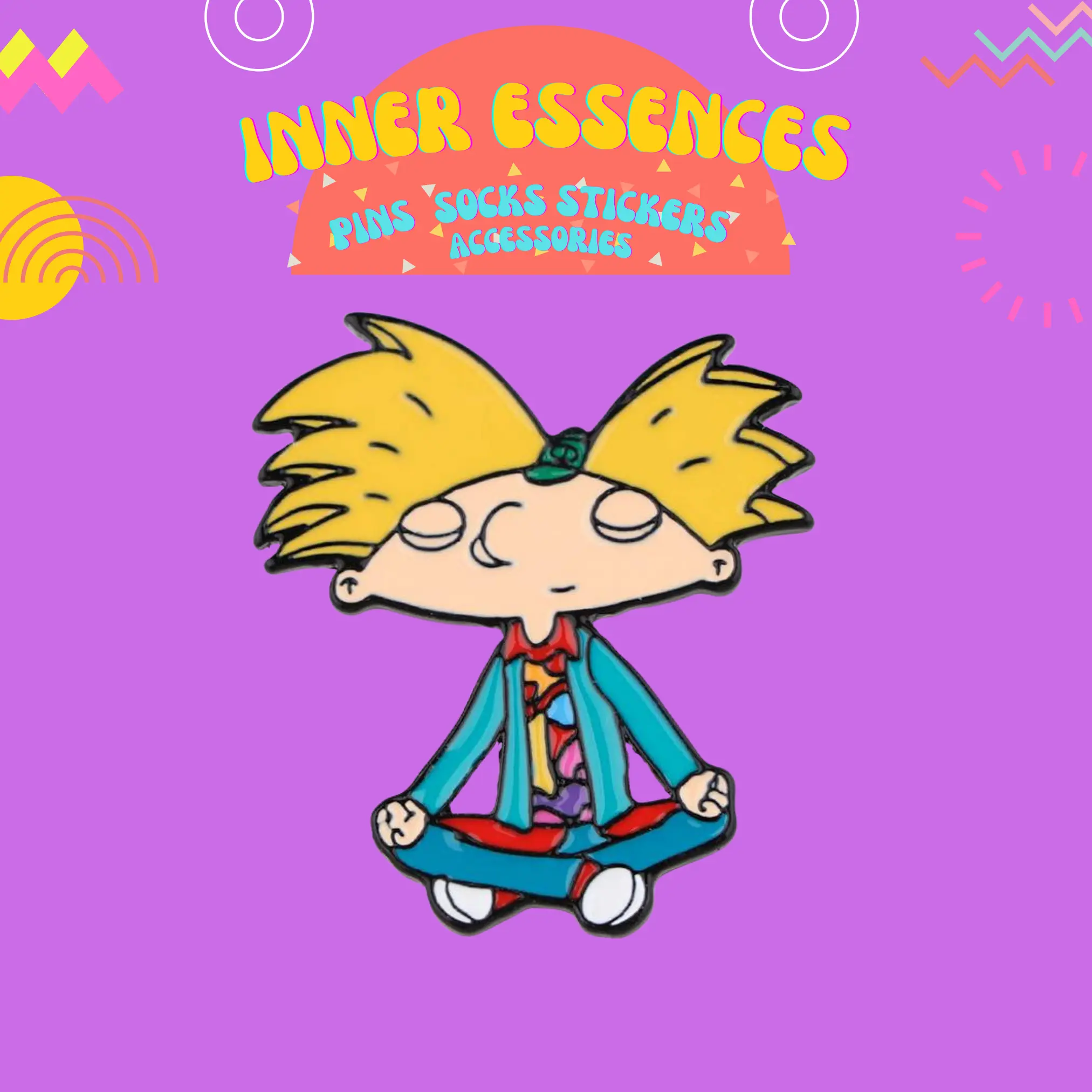 Hey Arnold Zen Classic Fun Retro Pin Badge - 90s Cartoon Badge Teacher Staff NHS Fun Lanyard Clothing Bag Accessory