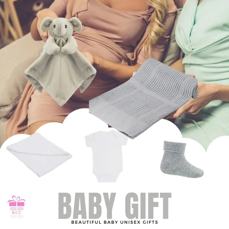 Baby Hamper Newborn Baby Unisex Gifts Includes Baby Essentials for Newborn Extra Soft Cellular Blankets Baby Muslin Squares Brush and Comb and Baby Manicure set 3