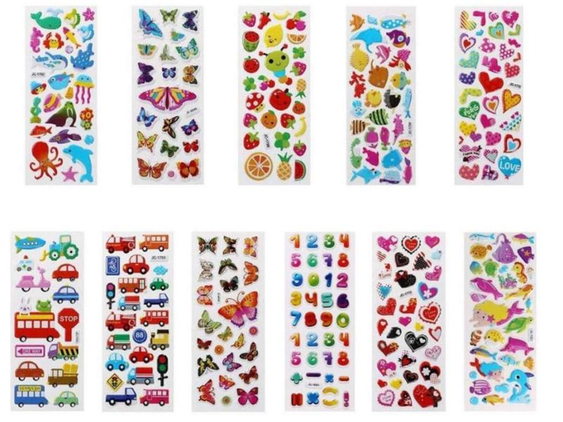 3D Stickers for Kids, 22 Variety Sheets Puffy Stickers, 500+ Children Stickers for Party Rewarding Gifts Scrapbooking Including Animals Fish Dinosaurs Numbers Fruits Trucks Butterfly and More 5
