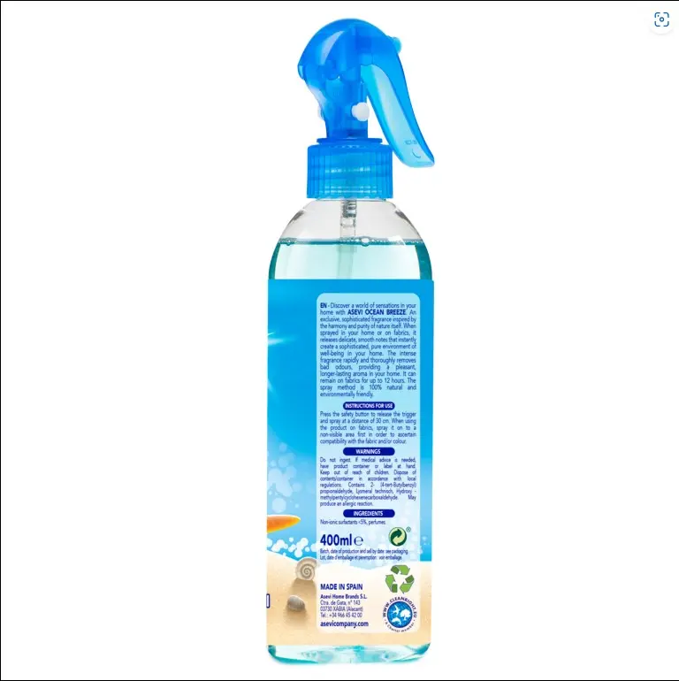 Asevi Home Room Air And Fabric Freshener Breeze Long Last Fragrance Spray 400ml 1