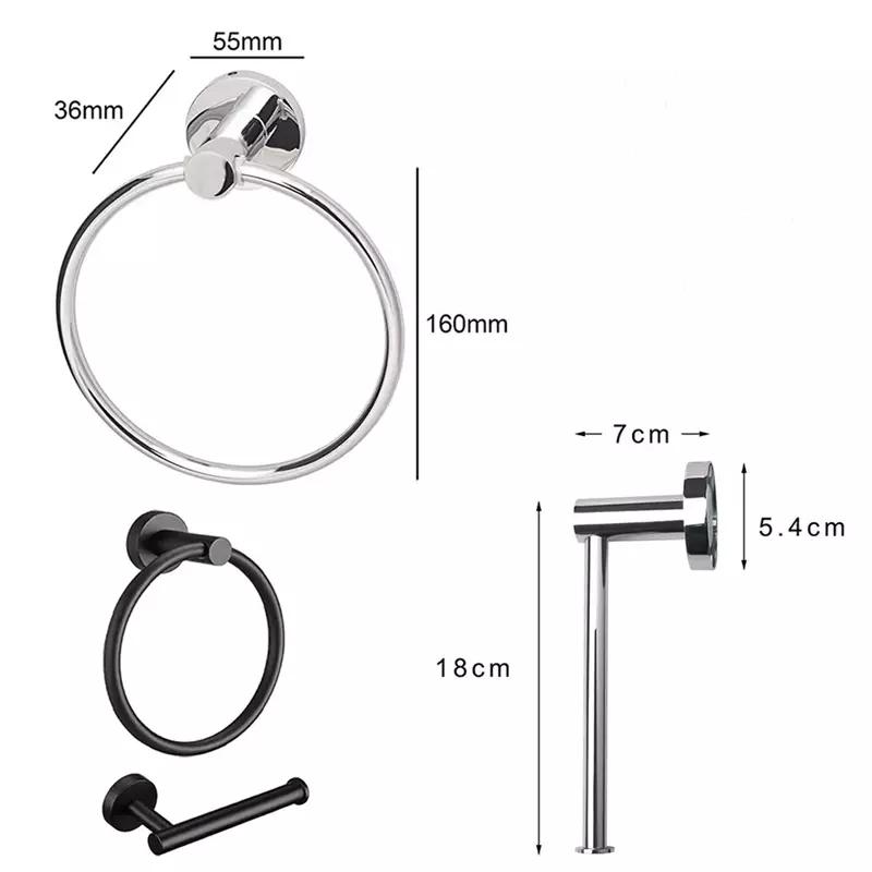 Stainless Steel Toilet Roll Holder and Towel Ring Set Bathroom Wall Mounted UK 6