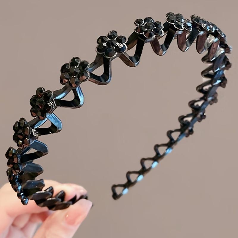 Product Introduction of 1pc/2pcs, Elegant Rhinestone Floral Hair Hoop, Plastic Non-Slip Grip Toothed Headband, Gentle On Hair, Suitable For Women, Daily Use, Face Wash, And Skincare Accessory 3