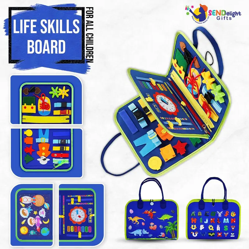 Busy Board for toddlers, 4 pages, Dinosaur model, learning and improving fine motor skills 7