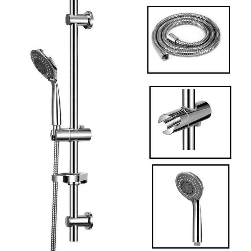 Product Introduction of Adjustable Slider Rail Shower Riser Kit With Soap Bar Holder Hose Head Set UK 7