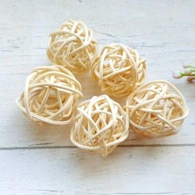 15 Pieces Rattan Wicker Balls - Mix of White, Brown, and Natural Colors for Home Wedding Party Decor - Ornaments Decoration Lightweight 8