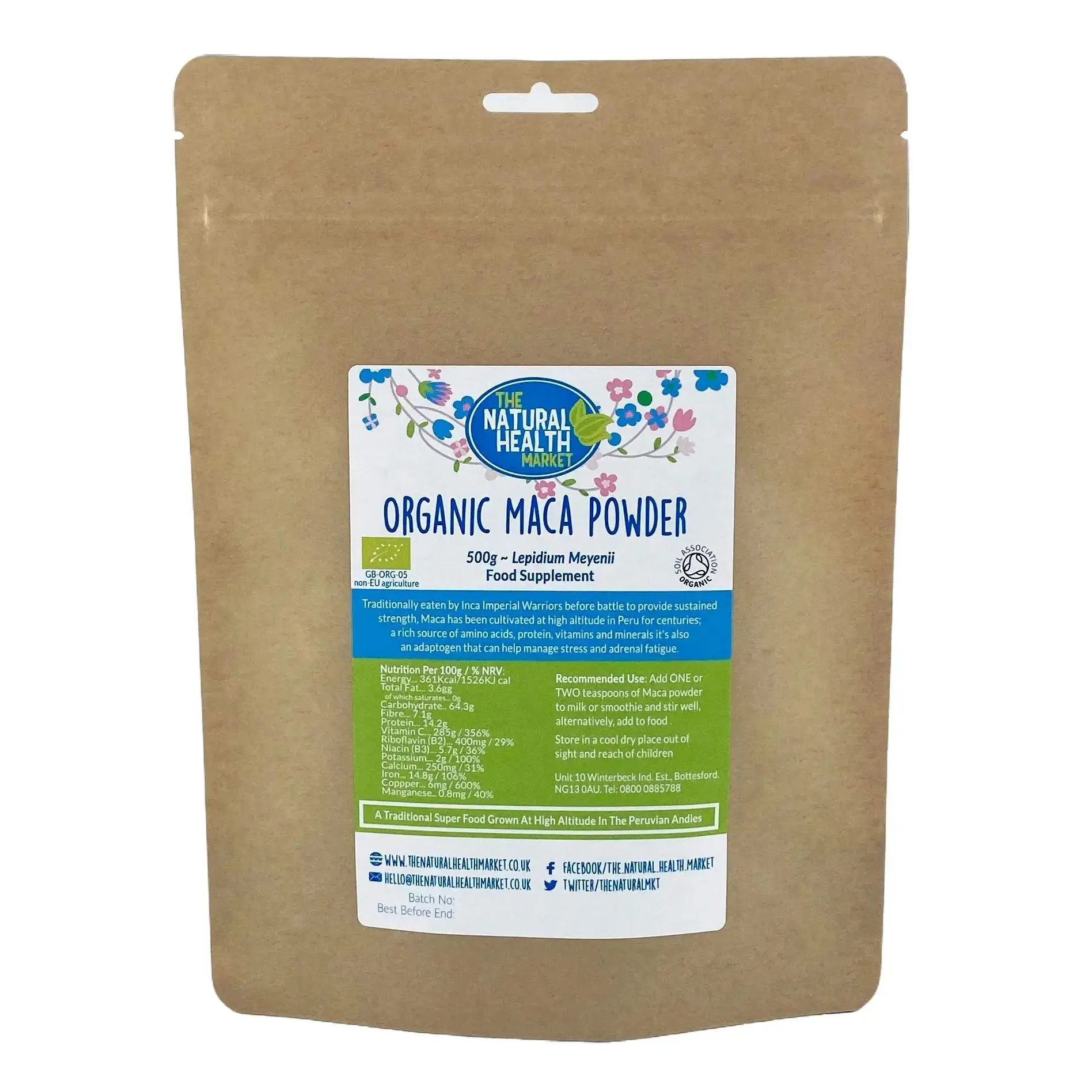 Organic Maca Root Powder By The Natural Health Market Drink Beverage Mixed