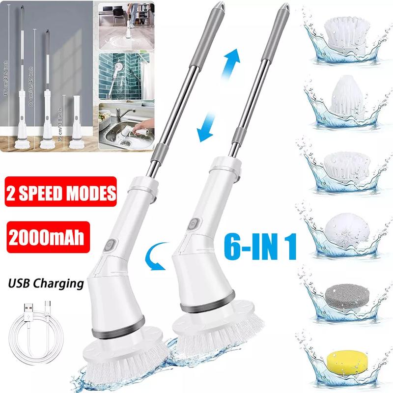 Electric Cordless Spin Scrubber Adjustable Cleaning Brush Powerful Turbo Scrub 0