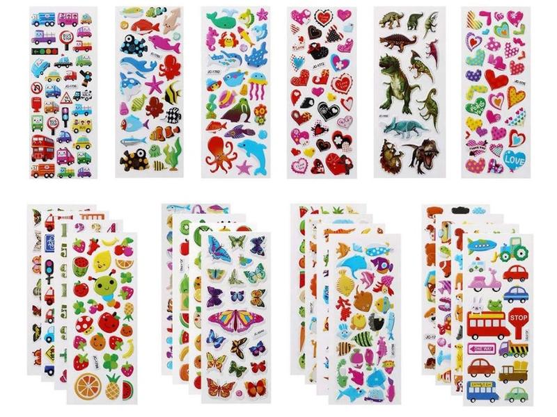 3D Stickers for Kids, 22 Variety Sheets Puffy Stickers, 500+ Children Stickers for Party Rewarding Gifts Scrapbooking Including Animals Fish Dinosaurs Numbers Fruits Trucks Butterfly and More 0