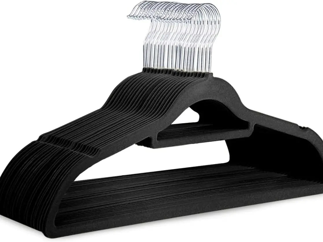 KEPLIN Velvet Hangers 20 Pack - Non-Slip Clothes Hangers with Tie Bar & 360° Hook - Durable & Sturdy, Space-Saving Wardrobe Organisers for Suits, Jackets & Clothes
