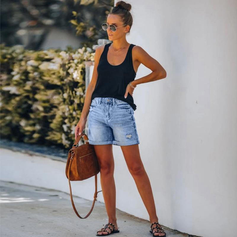Product Introduction of 2024 Summer Denim Shorts Women Clothing Casual Loose Elastic High Waist Wide Leg Straight Plus Size Short Jeans Streetwear 195