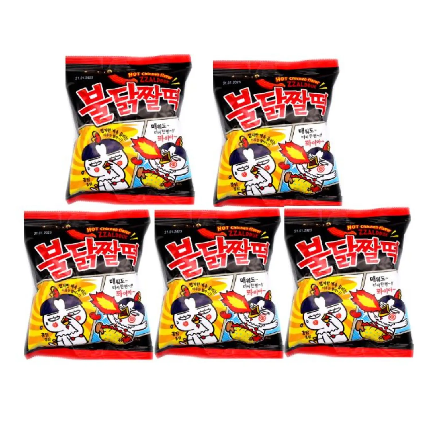 Samyang Hot Chicken Flavour Zzaldduck Snack (Topokki Shape) 120g | Spicy Korean Rice Cake Snack, Crispy, Chewy, Bold Flavor, Perfect for Spicy Snack Lovers