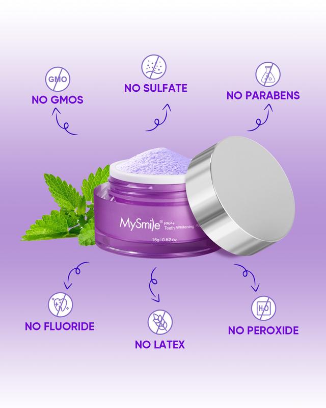 MySmile PAP Natural Mint Non-Sensitive Teeth Whitening Powder for Fresh Oral Care Brush Foaming 1