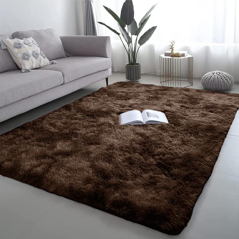 Large Shaggy Rug Fluffy Rugs Anti-Slip Living Room Bedroom Soft Carpet Floor Mat Cotton Plaid Non-slip Anti-skid Indoor Black 5