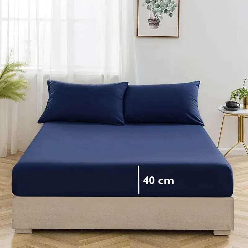 Extra Deep Fitted Bed Sheets 16"/40cm Deep Pockets With Elasticated Corners | Bedding & Linen Easy Iron All Seasons 52% Polyester 48% Cotton Polycotton | Single Double King Super King Sizes | Ultra Soft Brushed Microfiber Shrinkage and Fade Resistant | 6