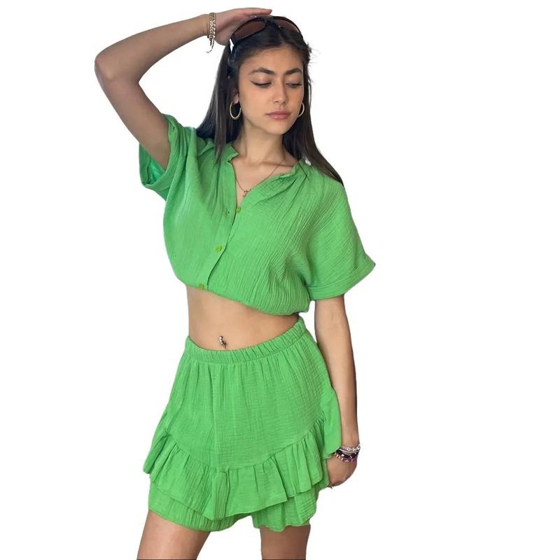 CHEESECLOTH ELASTICATED TOP AND SKORT HOLIDAY CO-ORD SET 0