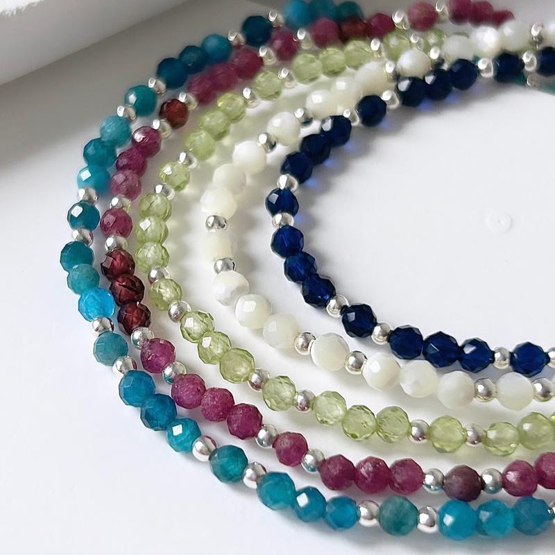 Mother of Pearl Gemstone Bracelet. 925 Sterling Silver. Natural Healing Bracelets 1