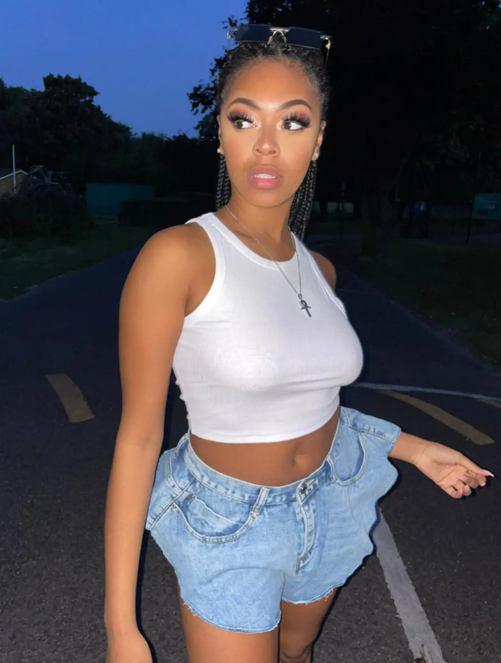 Flared Denim Shorts - (Next Day Delivery)