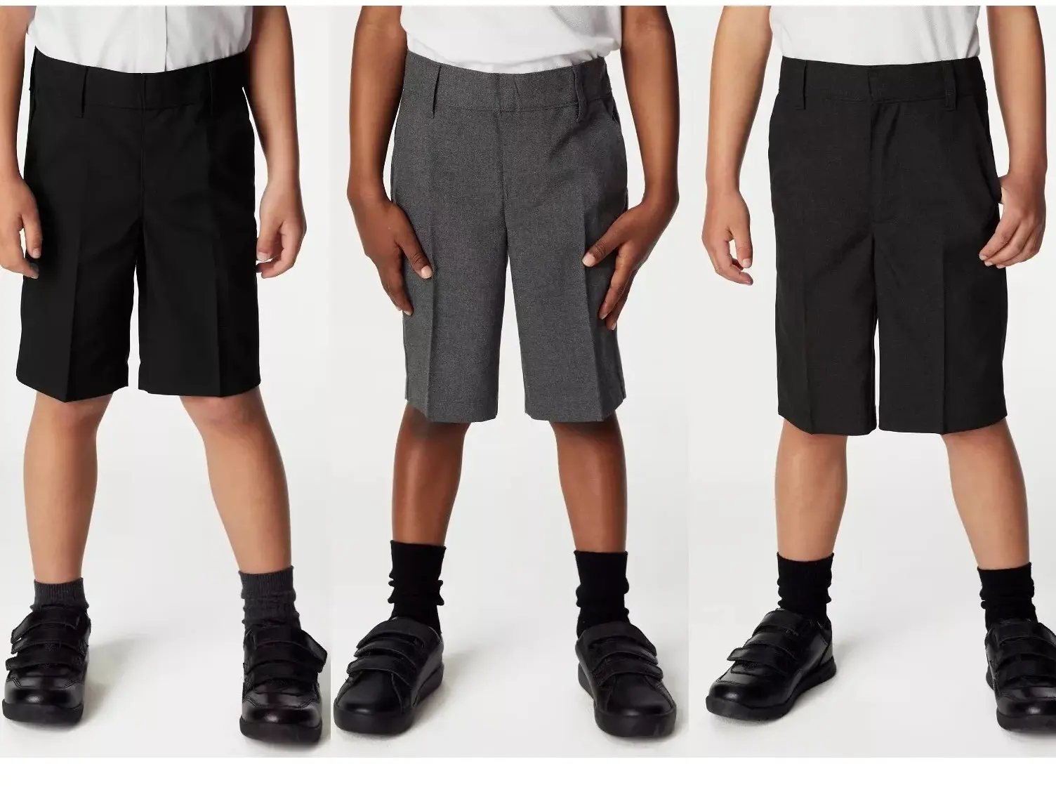Boys School Shorts Ex MS Slim Leg Grey Black Charcoal 2 to 16 Years New #4969