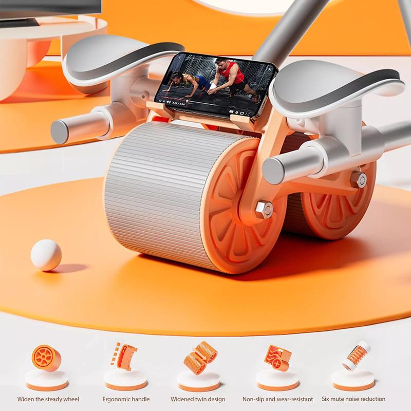 Automatic Rebound Fitness AB Roller with Elbow Support and Timer - Orange/Blue 6