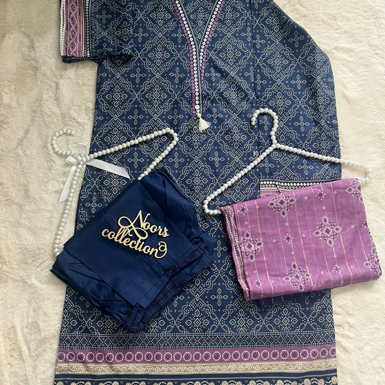 Binsaeed 3pc winter soft cotton printed suit