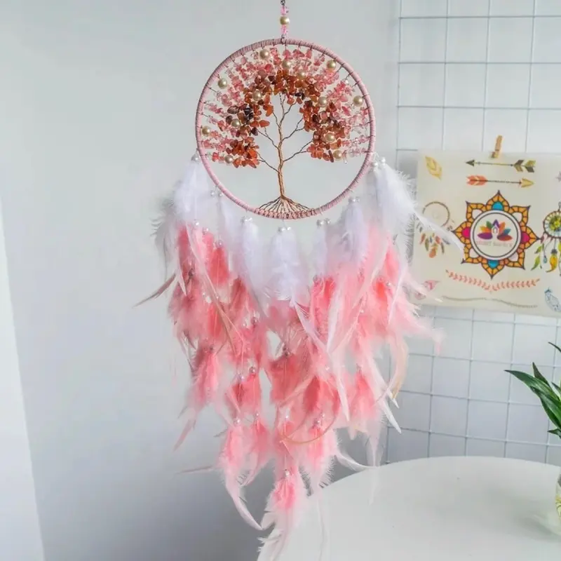 Gorgeous Strawberry Quartz Dreamcatcher - Love, Happiness, Joy, Optimism - Crystal Dreamcatcher 1
