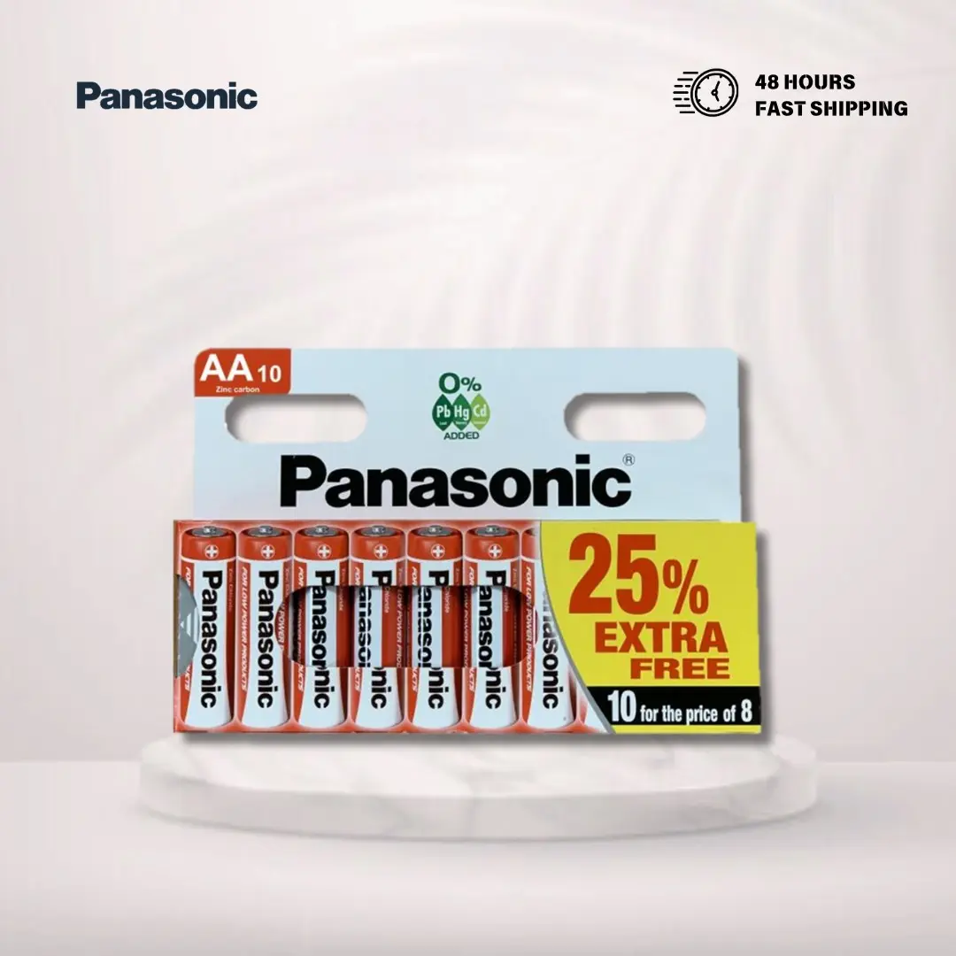 10 x AA Genuine PANASONIC Zinc Carbon Batteries - New R6 1.5V Type AA Longest Expiry Phone Smartphone