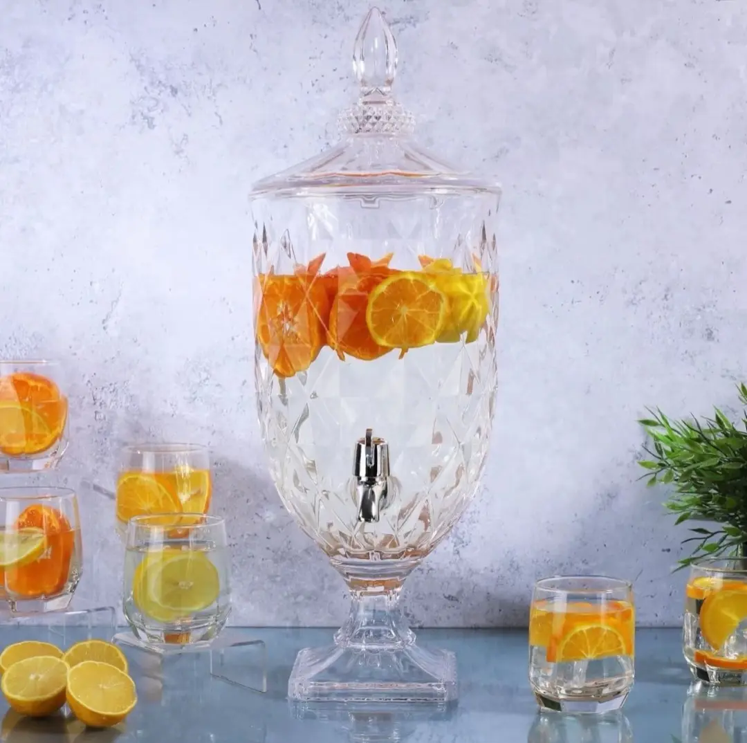Crystal Glass Drink Dispenser 3L, Barware Drink Dispenser Drinkware   Jugs Serving