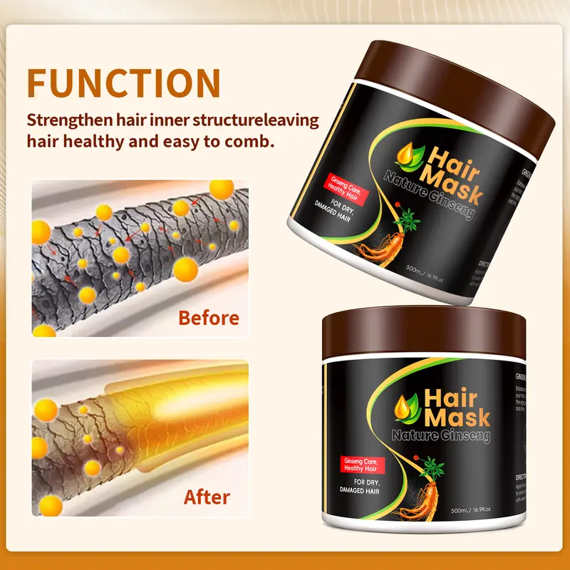 MEIDU Collagen Hair Mask,Coconut Oil Deep Treatment,Ginseng Nourishing,Shine Smooth Nourishing Repairing Moisture Conditioner 3