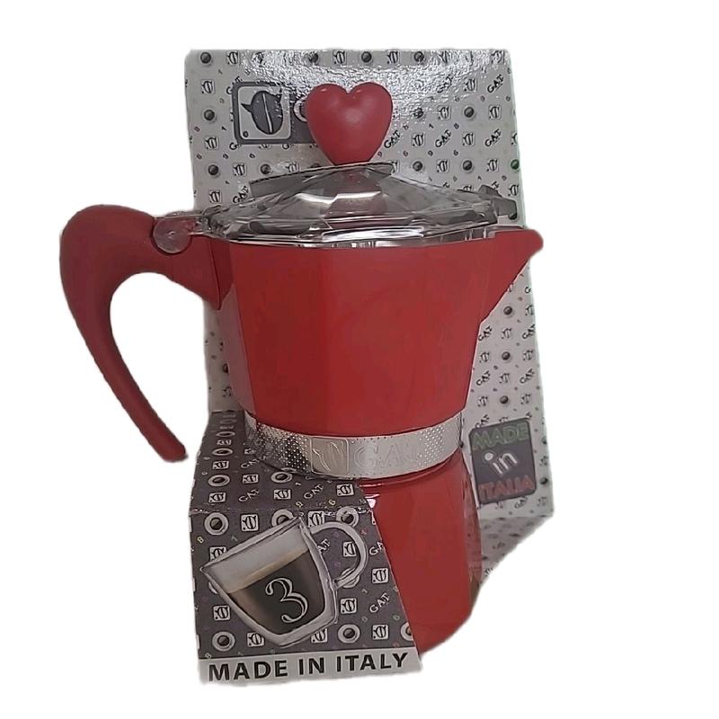 G.A.T. Rossana 3 Cup Moka Pot Espresso Maker Cafetiere GAT Valentines 135ml Coffee Aluminium 0