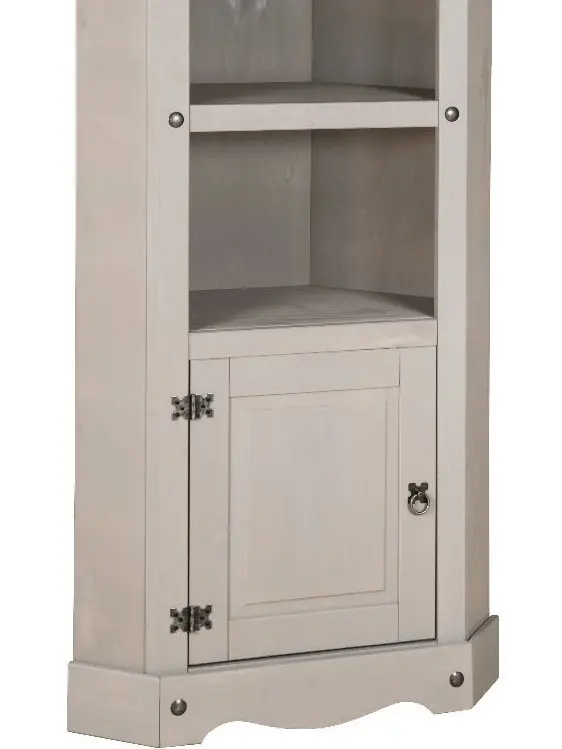 Corona Grey Corner Display Cabinet Bookcase Mexican Solid Pine Wood kitchencabinet 3