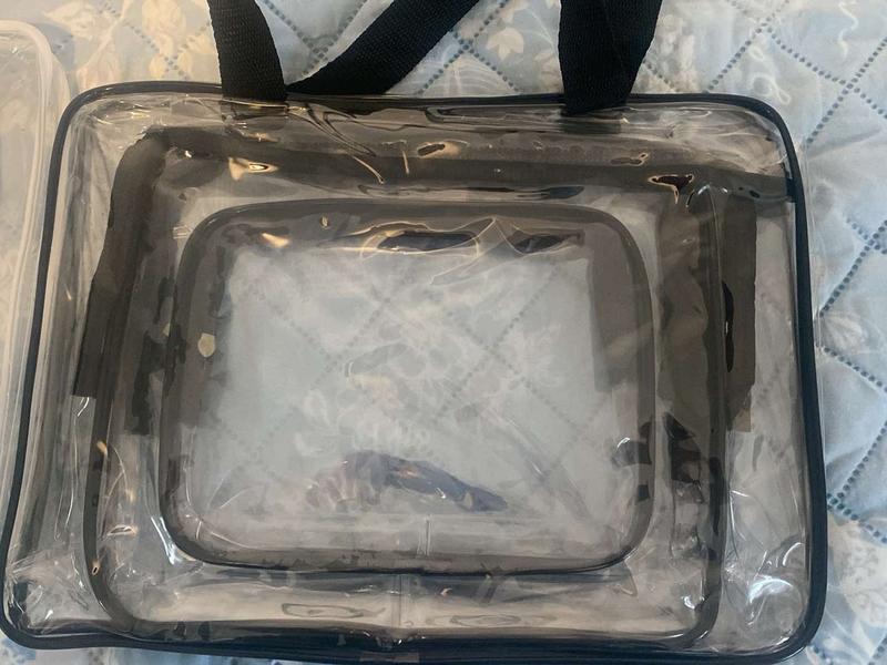 3 pieces Clear Travel Storage Bag With Handle, Portable Travel Washbag  Cosmetic Bag PVC Waterproof One Set 9