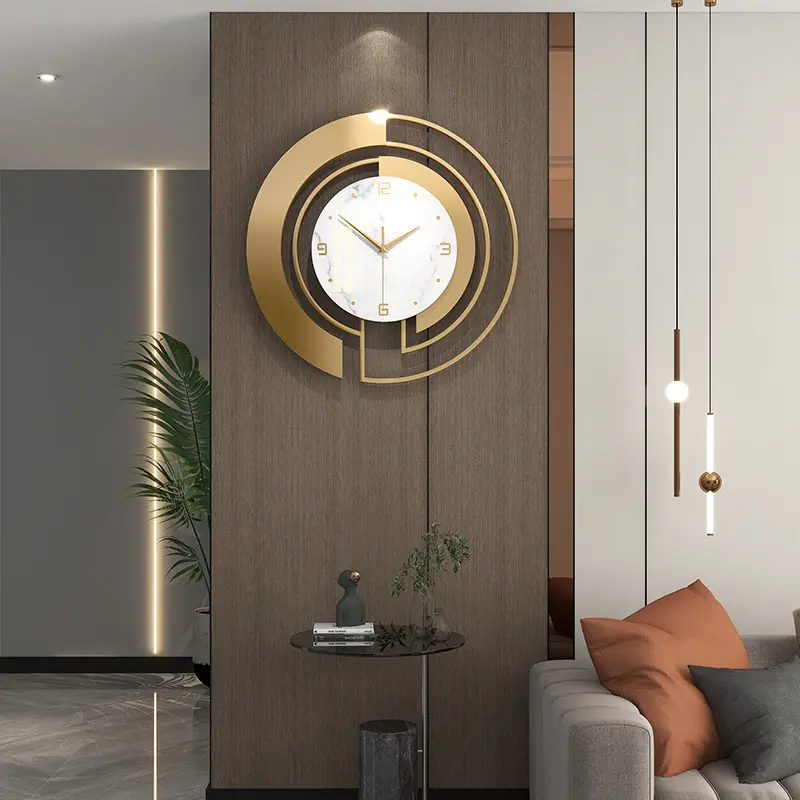 clockuniverse-Gold Clock Elegant 45x45cm - Silent Decorative Wall Clock for Living Room