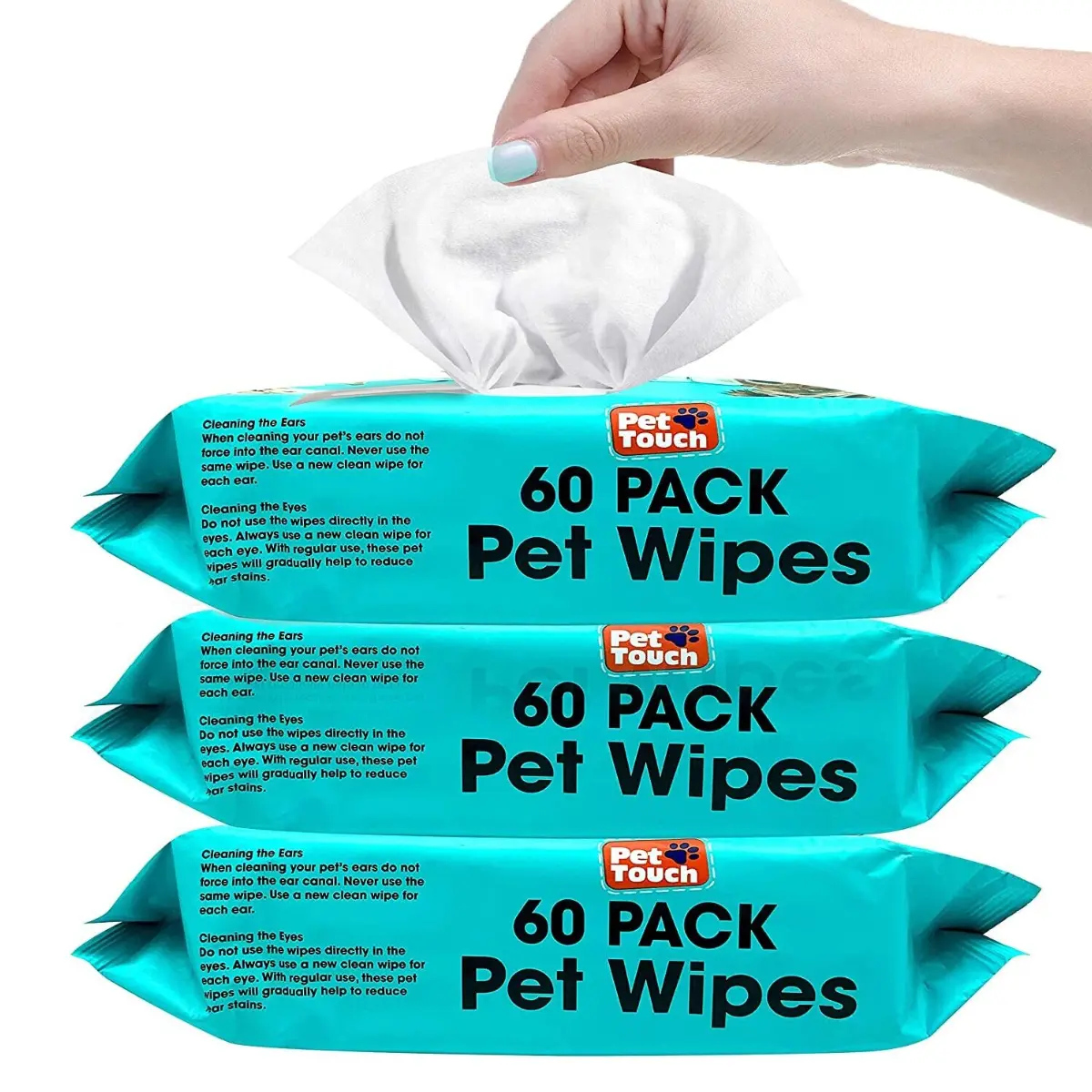Pet Touch All Purpose Pet Wipes 180 count - Pet Friendly Cleaning Wipes For Dogs and Cats Grooming Wipes For Easy Use on Paws, Body and Bum -Removes Dirt and Odour
