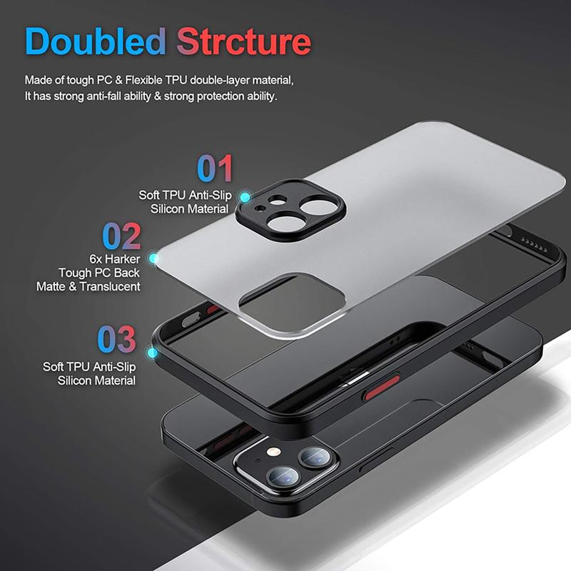 Case for iPhone 14 13 12 Stylish Matte Finish Shockproof Cover Premium Quality Internal & Back & Corner Protection Silicone iPhone Case Rubber iPhone cover Smartphone Accessories Phonecase Handheld Cellphone 4