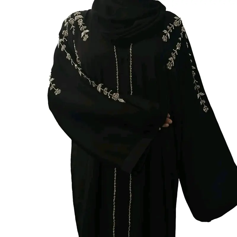 Rida Abaya with Intricate Gold & Silver Embellishments - Essential Party Open Abaya luxury 3