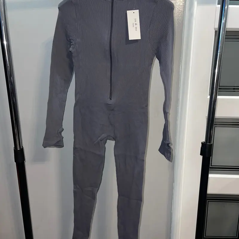 Zip Up Ribbed Jump Suit 2