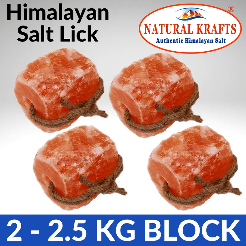 Natural Krafts Himalayan Rock Salt Lick Blocks - 4 Count (2-2.5 kg Each) for Enhanced Livestock Health and Vitality 4