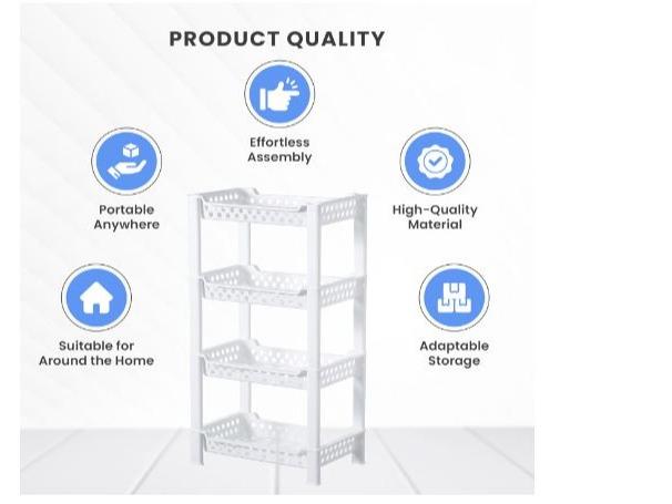 4 Tier Corner Shower Caddy Organiser | Standing Shelf Rack Rustproof Corner Shelves for Bath Accessories, Shower Pan, Bathtub, Bathroom Storage Unit White Plastic Adjustable 4