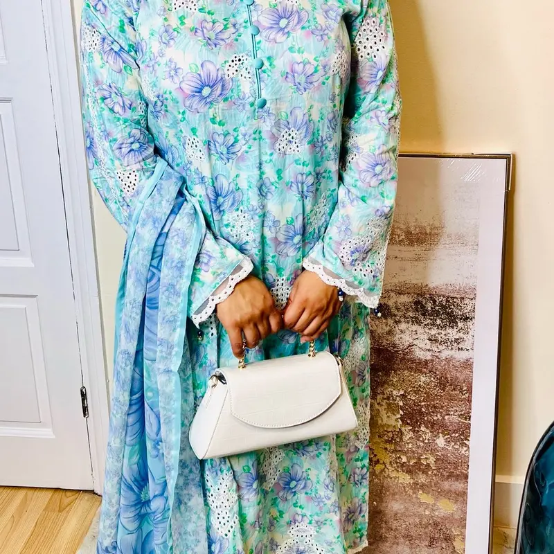 Chikankari Elegance 3 Piece Lawn Suit with Pastel Floral Print, Soft Fabric, and Matching Trousers Dupatta Embroidery Overalls Elegant Fit regular sleeve chic multicoloured casual 4