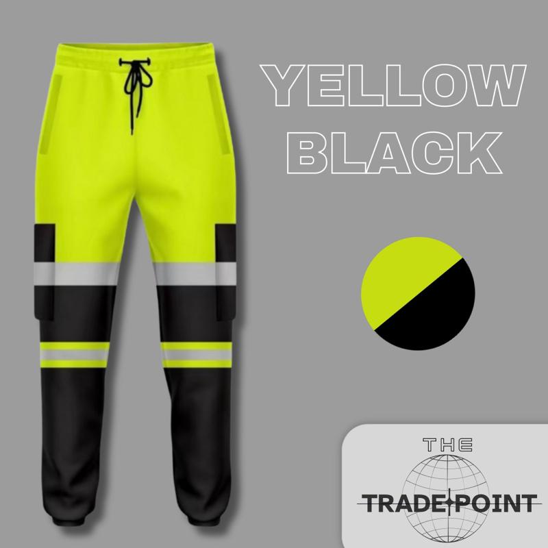 Hi Visibility Workwear Joggers Menswear Reflective Comfort Fitted Mid Pants Stretch 2