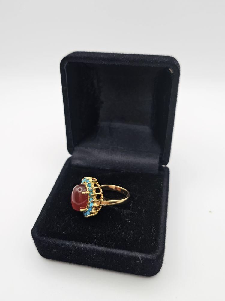 Product Introduction of Turquoise Ring for Women - NaurattanSilver with Zircon Studs and Handcrafted Design 12