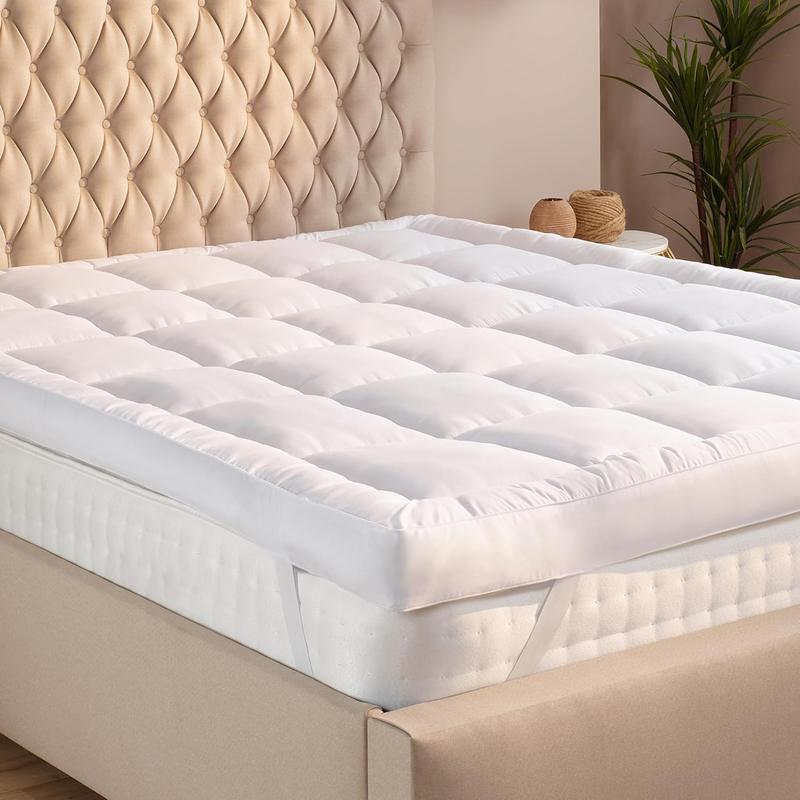Product Introduction of Extra Thick Mattress Topper 10cm Deep Hotel Quality Thickness With Elasticized Corners | Soft & Comfy Box Stitched Hotel Quality Breathable Noiseless Washable Anti Slip Fluffy Mattress Topper Supersoft Heavy Fill-Stitched and Elasticated Corner Strap uk 5
