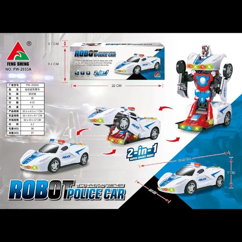 Victoria Mart Transforming Police Car Robot Toy with Lights and Sounds for Kids 3+ 7